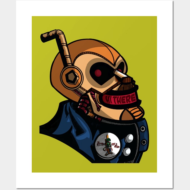 SMILLING RETRO ROBOT Wall Art by THE ROTTEN APPLE STUDIO